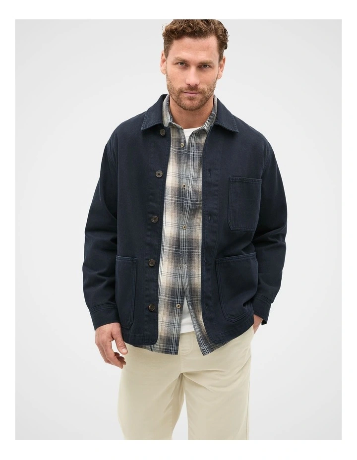 Twill Worker Jacket in Blue image 1