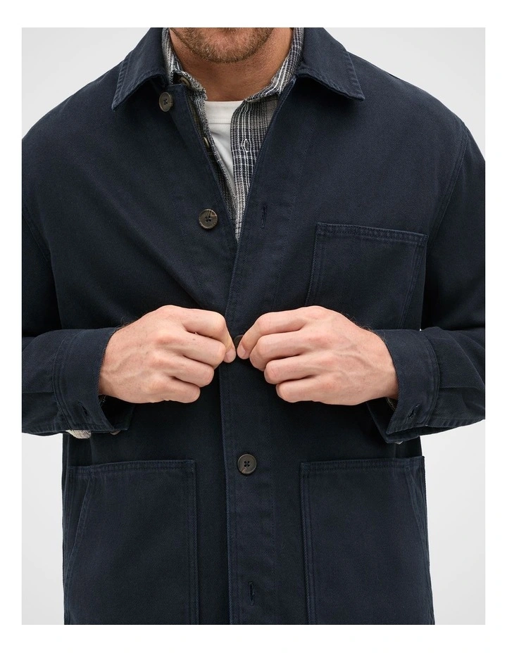 Twill Worker Jacket in Blue image 3