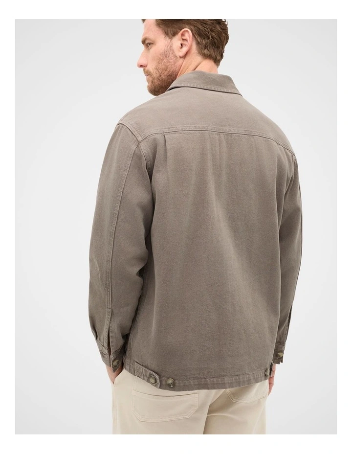 Twill Worker Jacket in Brown image 2