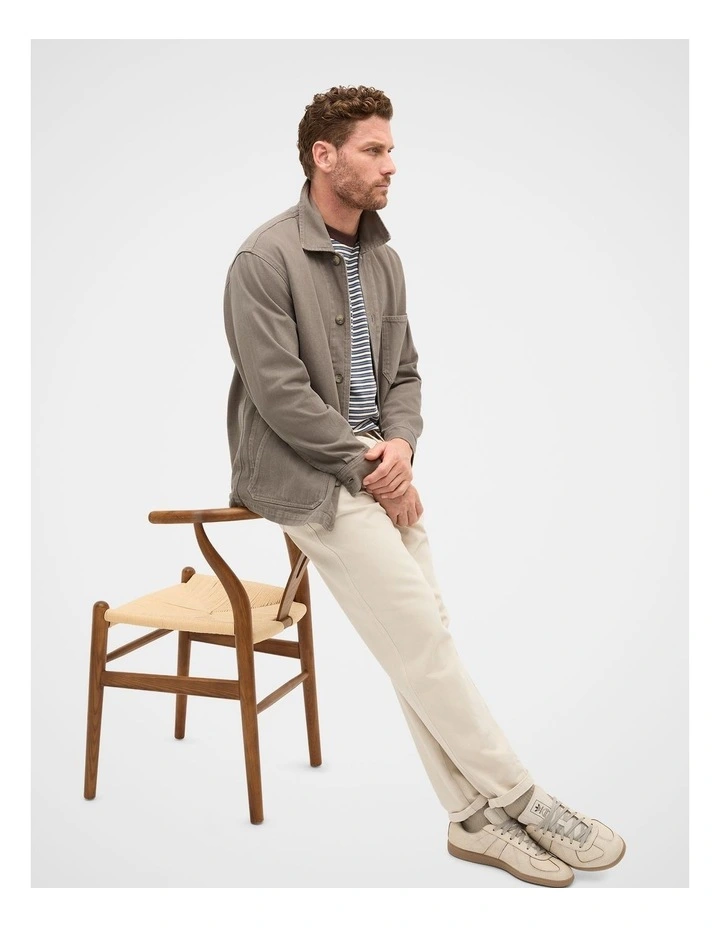 Twill Worker Jacket in Brown image 3