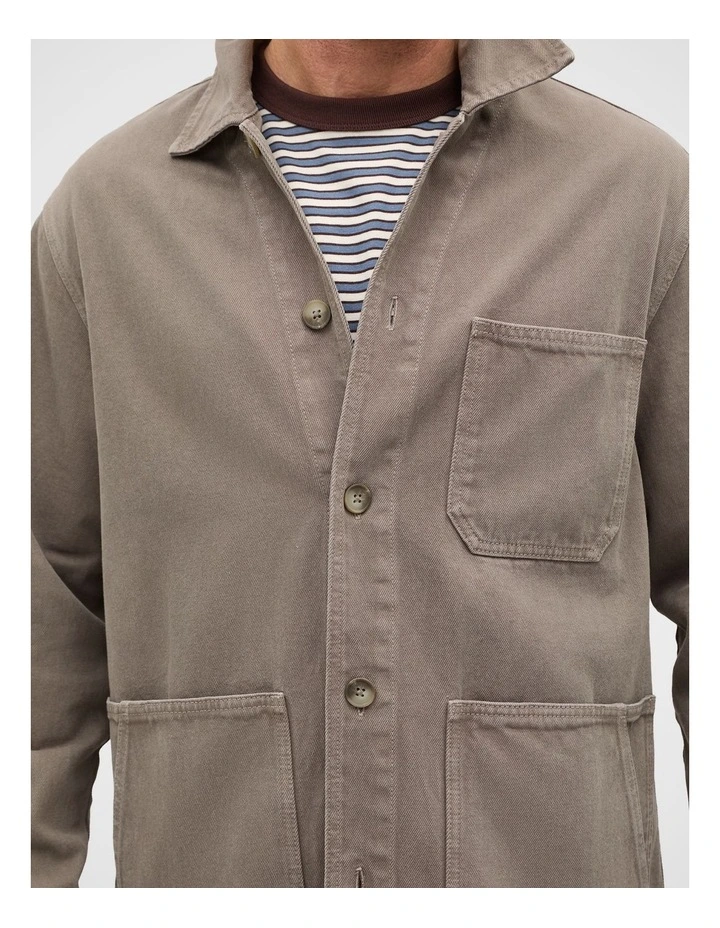 Twill Worker Jacket in Brown image 4