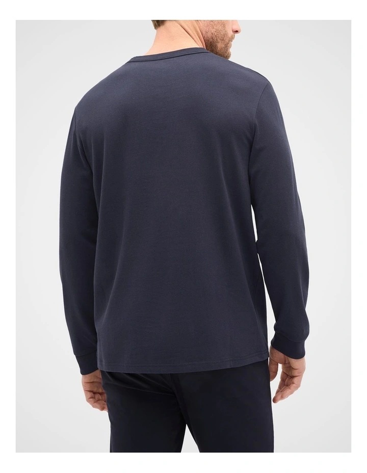 Long Sleeve Crew Neck Tee in Blue image 2