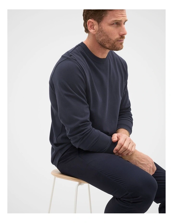 Long Sleeve Crew Neck Tee in Blue image 3