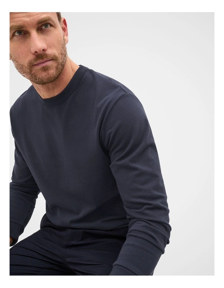 Long Sleeve Crew Neck Tee in Blue image 4
