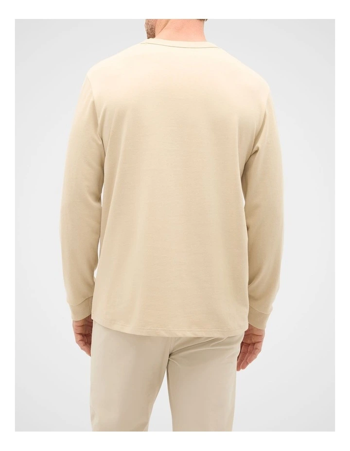 Long Sleeve Crew Neck Tee in Cream image 2