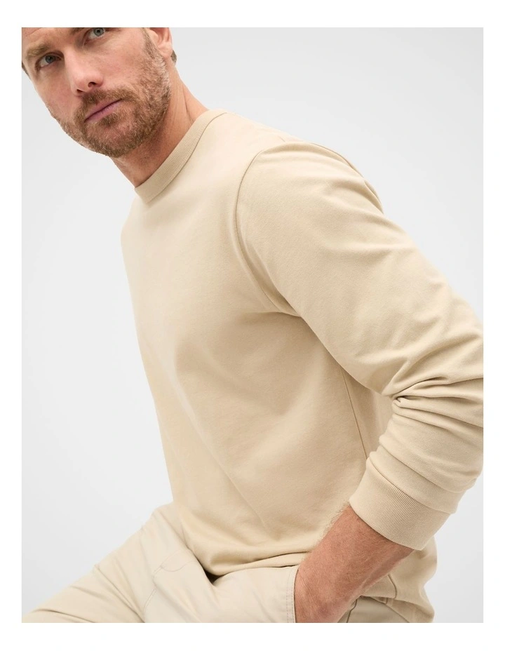 Long Sleeve Crew Neck Tee in Cream image 3