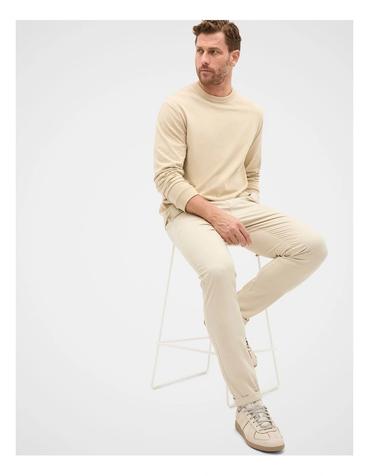 Long Sleeve Crew Neck Tee in Cream image 4