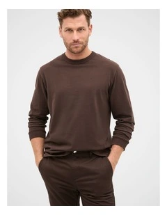Long Sleeve Crew Neck Tee in Brown