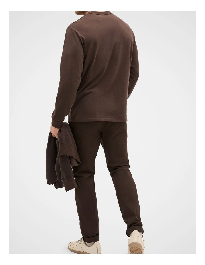 Long Sleeve Crew Neck Tee in Brown image 2
