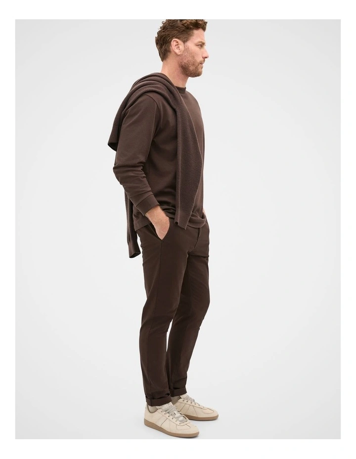 Long Sleeve Crew Neck Tee in Brown image 3