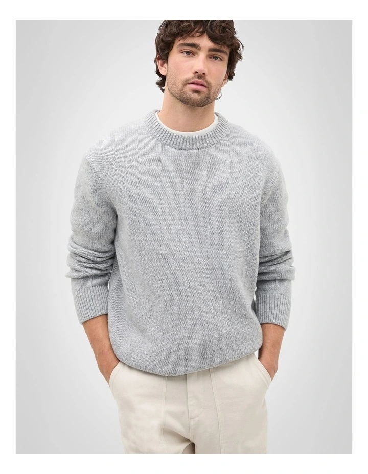 Wool Crew Sweater in Mid Grey Marle image 1