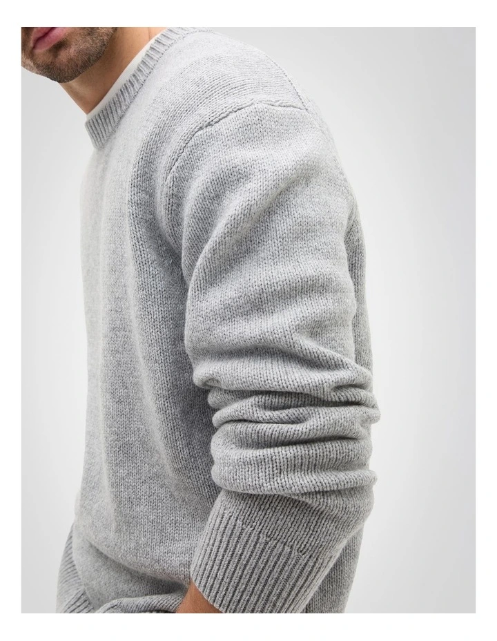 Wool Crew Sweater in Mid Grey Marle image 3