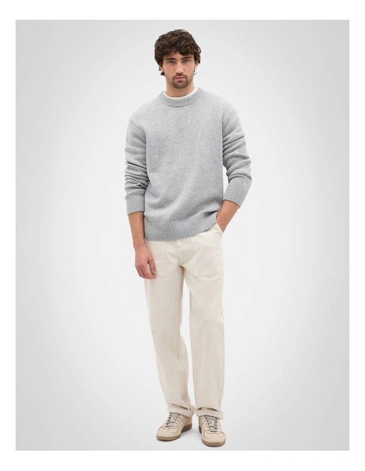 Wool Crew Sweater in Mid Grey Marle image 4