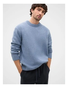 Wool Crew Sweatshirt in Harbour Blue