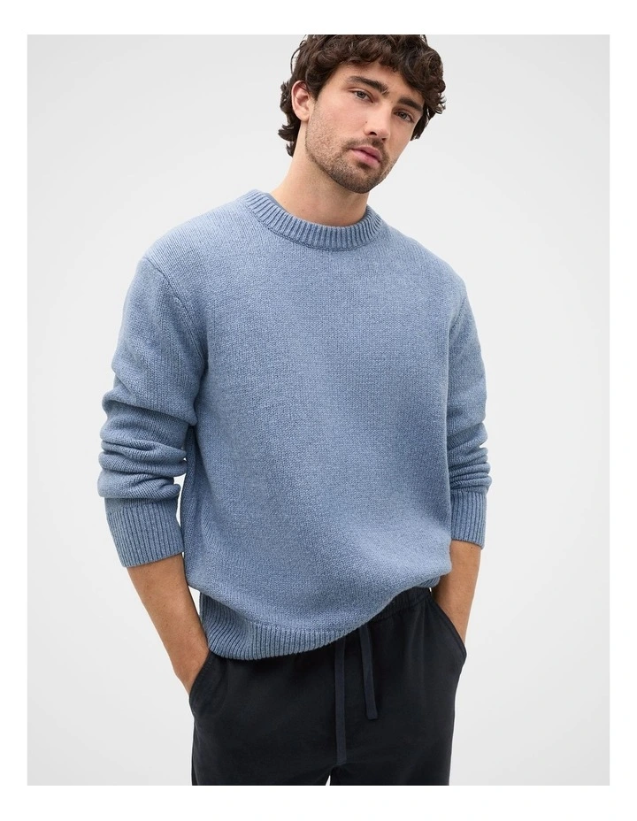 Wool Crew Sweatshirt in Harbour Blue image 1