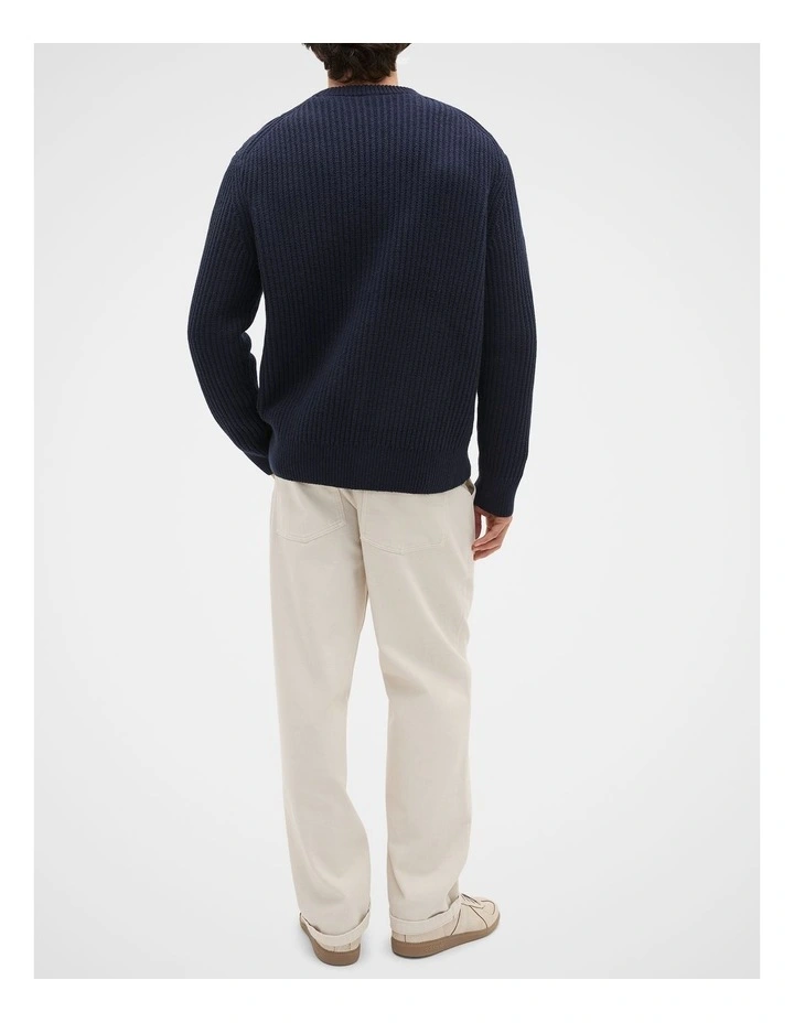 Cable Crew jumper in Midnight Blue image 2