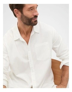 Drapey Twill Shirt in Off White
