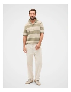 Stripe Pique Polo in Putty Stripe