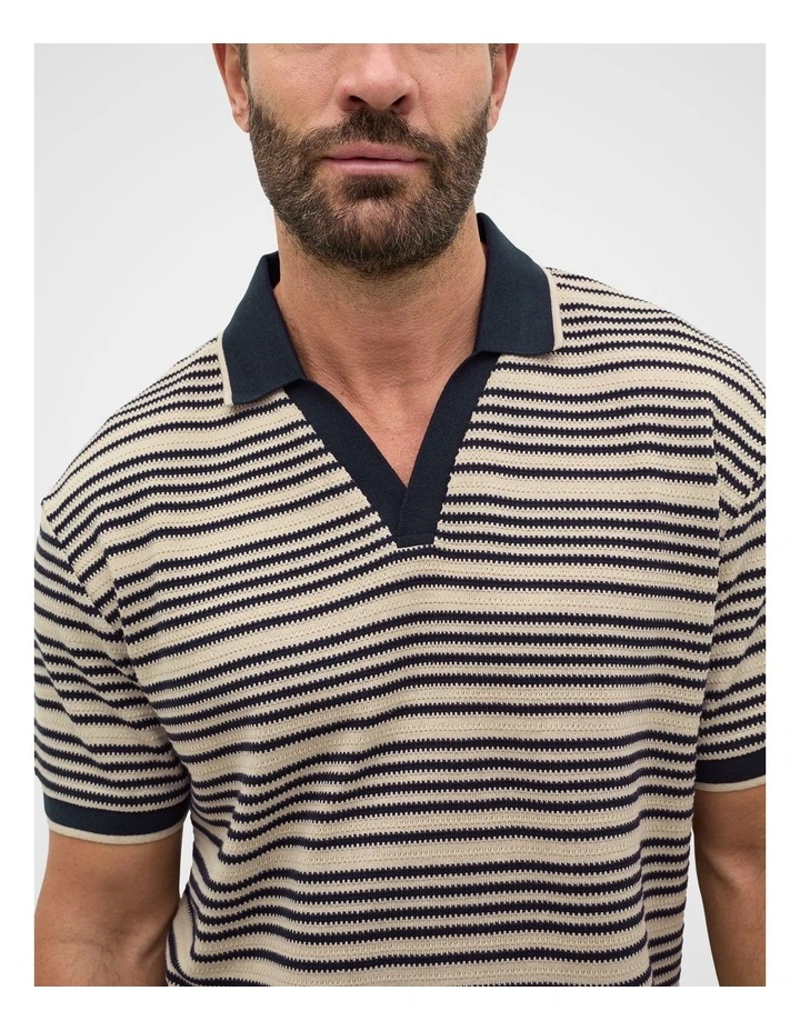 Stripe V Neck Polo image 2