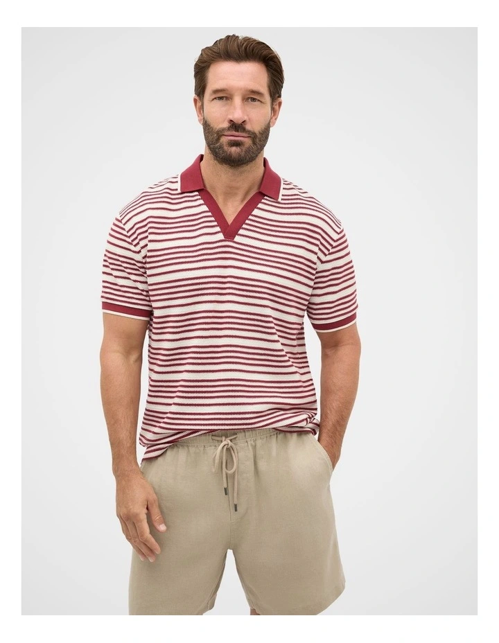 Stripe V Neck Polo image 1