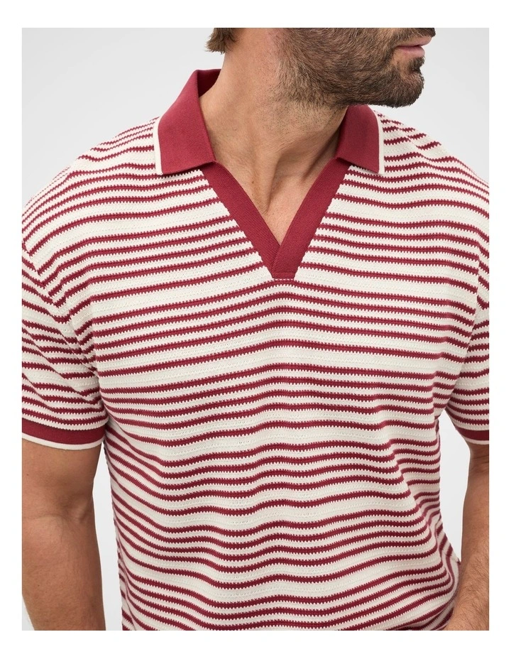 Stripe V Neck Polo image 2