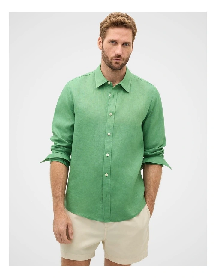 L/S Linen Shirt in Seagrass image 1