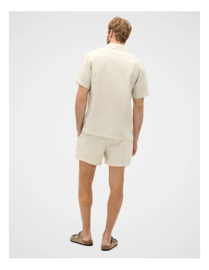 Camp Collar Linen Shirt in Oyster image 4