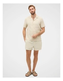 Short Sleeve Self Check Shirt in Oyster