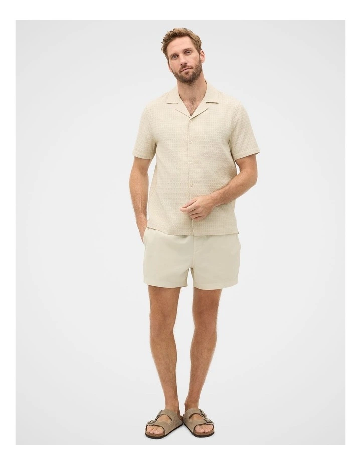 Short Sleeve Self Check Shirt in Oyster image 1