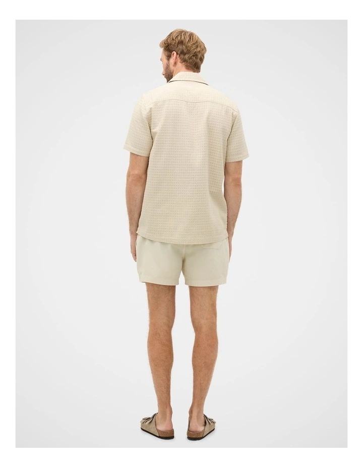 Short Sleeve Self Check Shirt in Oyster image 4