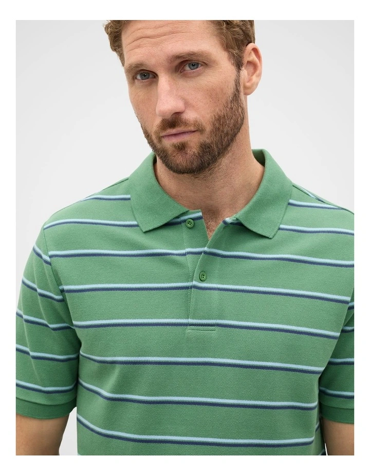 Stripe Pique Polo in Seagrass Stripe image 2