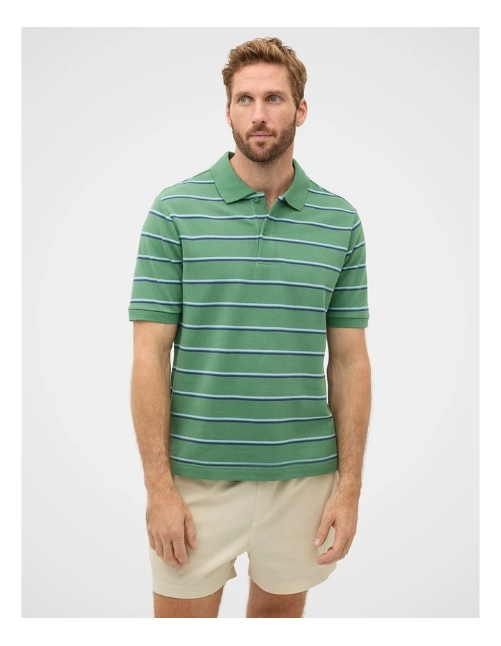 Stripe Pique Polo in Seagrass Stripe image 3