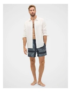 Bandana Print Swim Short in Midnight Blue