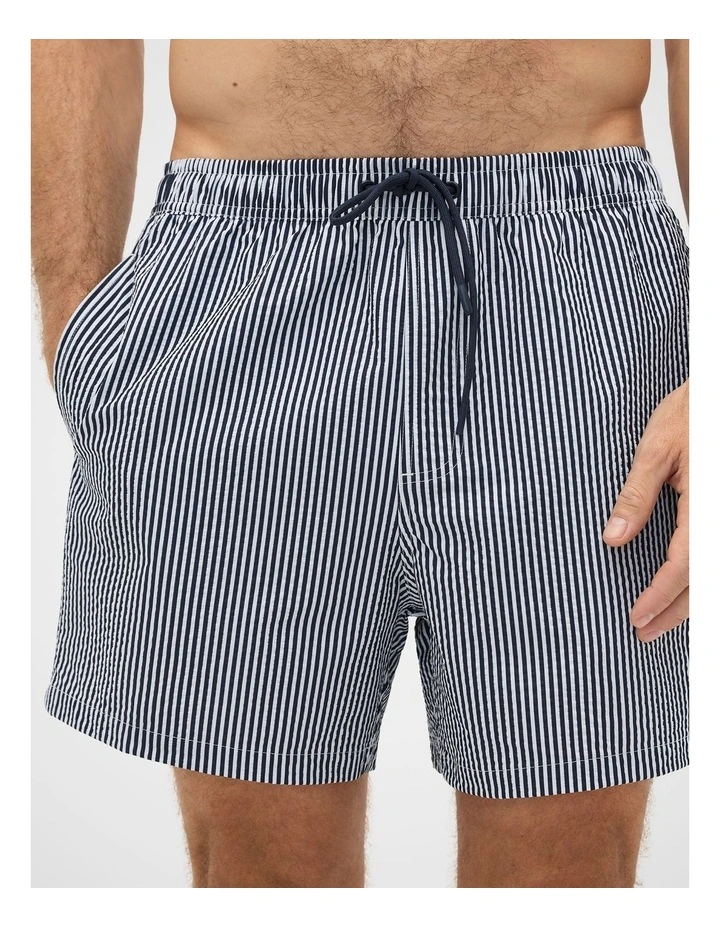 Seersucker Stripe Swim Short in Midnight Blue Stripe image 1