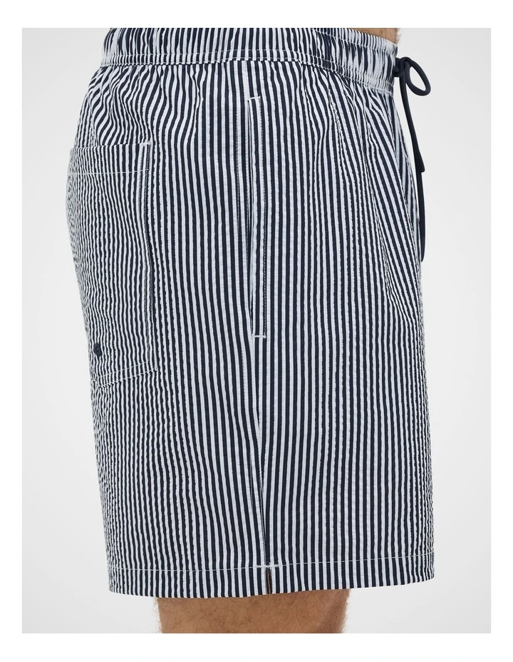 Seersucker Stripe Swim Short in Midnight Blue Stripe image 3