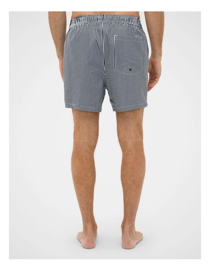 Seersucker Stripe Swim Short in Midnight Blue Stripe image 4