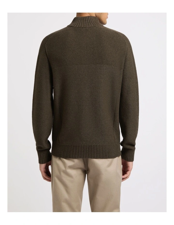 Josh 1/4 Zip Knit in Khaki image 2