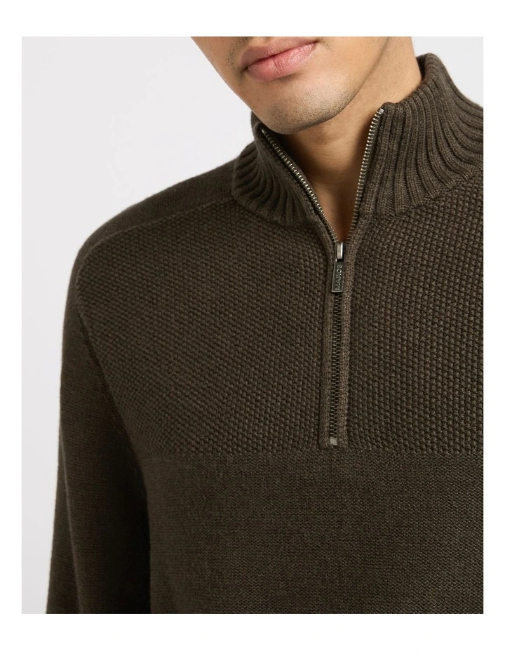 Josh 1/4 Zip Knit in Khaki image 3