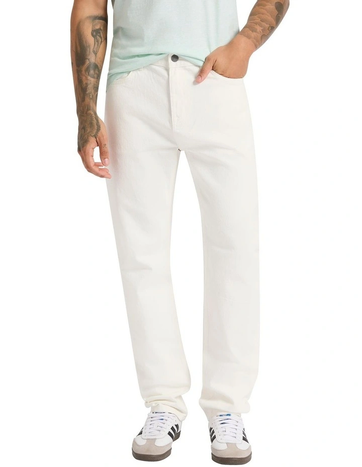 Hugo Relaxed Fit Jean in Ivory image 2