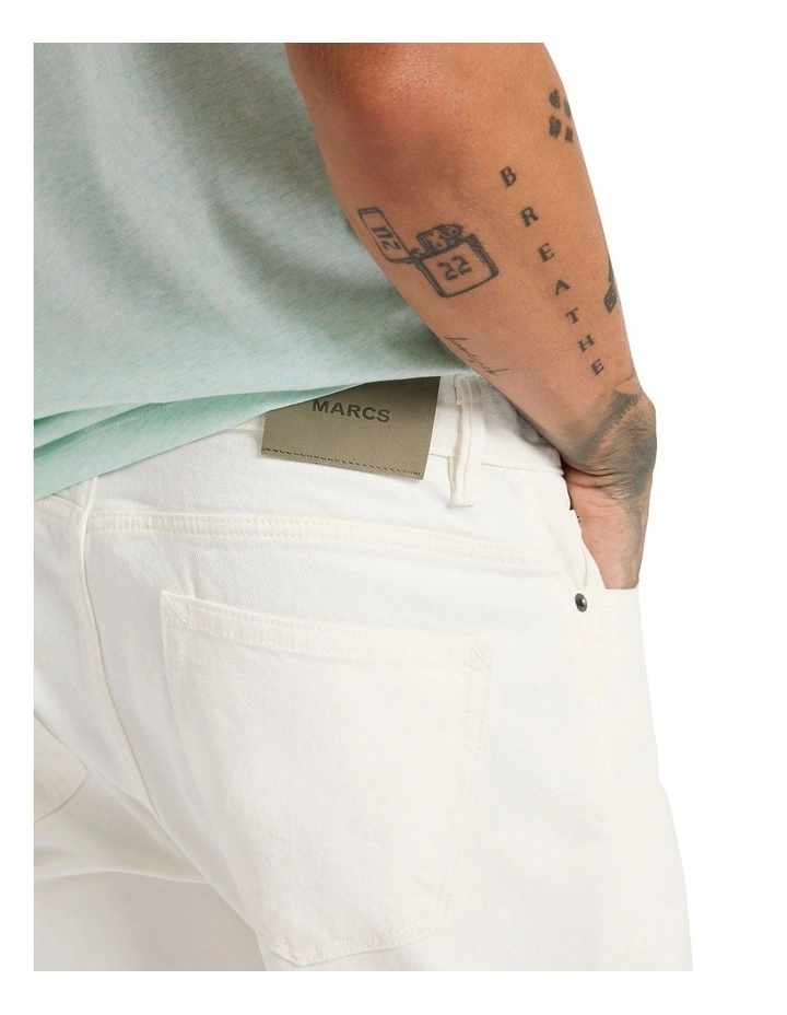 Hugo Relaxed Fit Jean in Ivory image 4