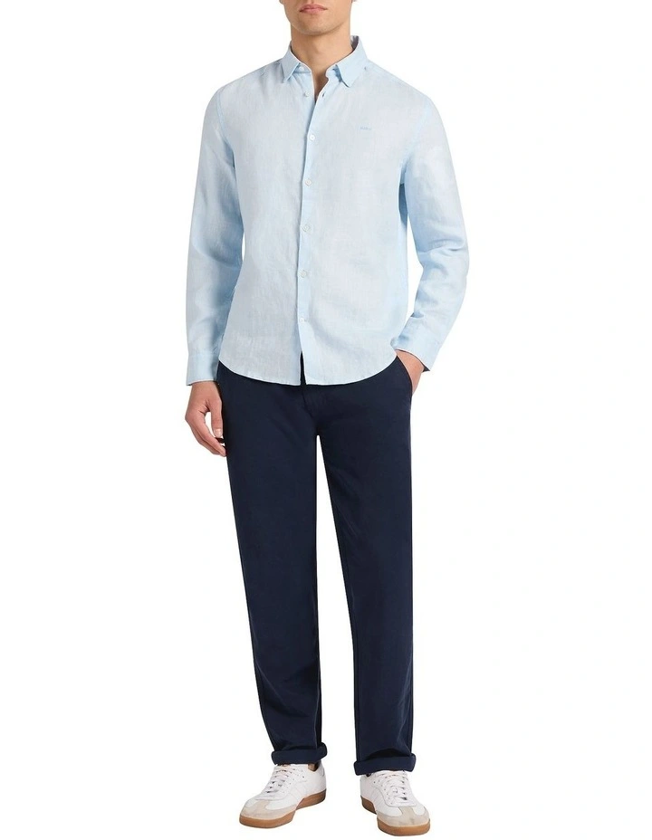 Felix Long Sleeve Linen Shirt in Sky Blue image 1