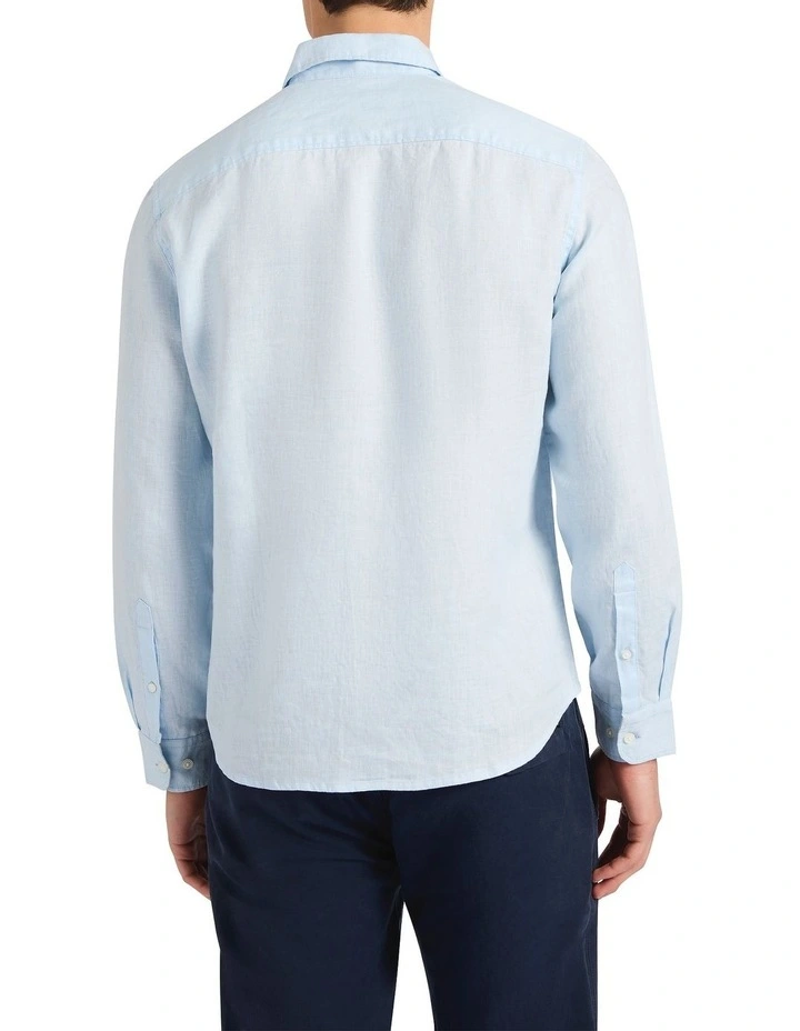 Felix Long Sleeve Linen Shirt in Sky Blue image 4
