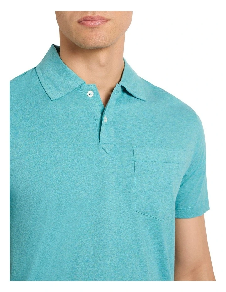Barnie Cotton Polo in Teal Marle image 3