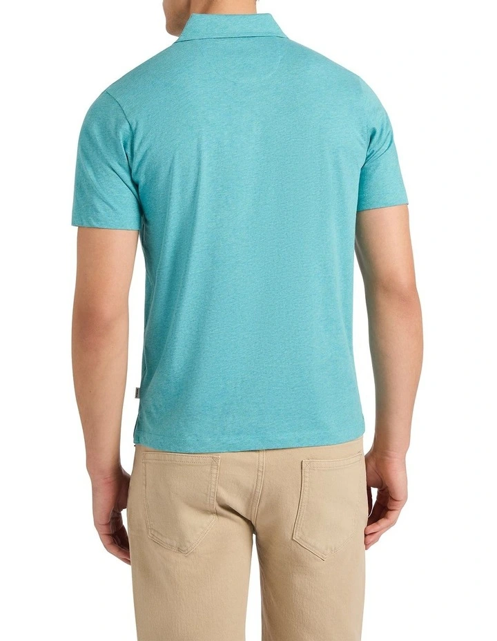 Barnie Cotton Polo in Teal Marle image 4