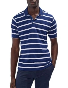 Crawford Stripe Polo in Navy