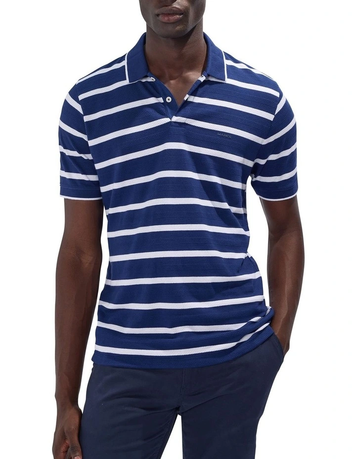 Crawford Stripe Polo in Navy image 1