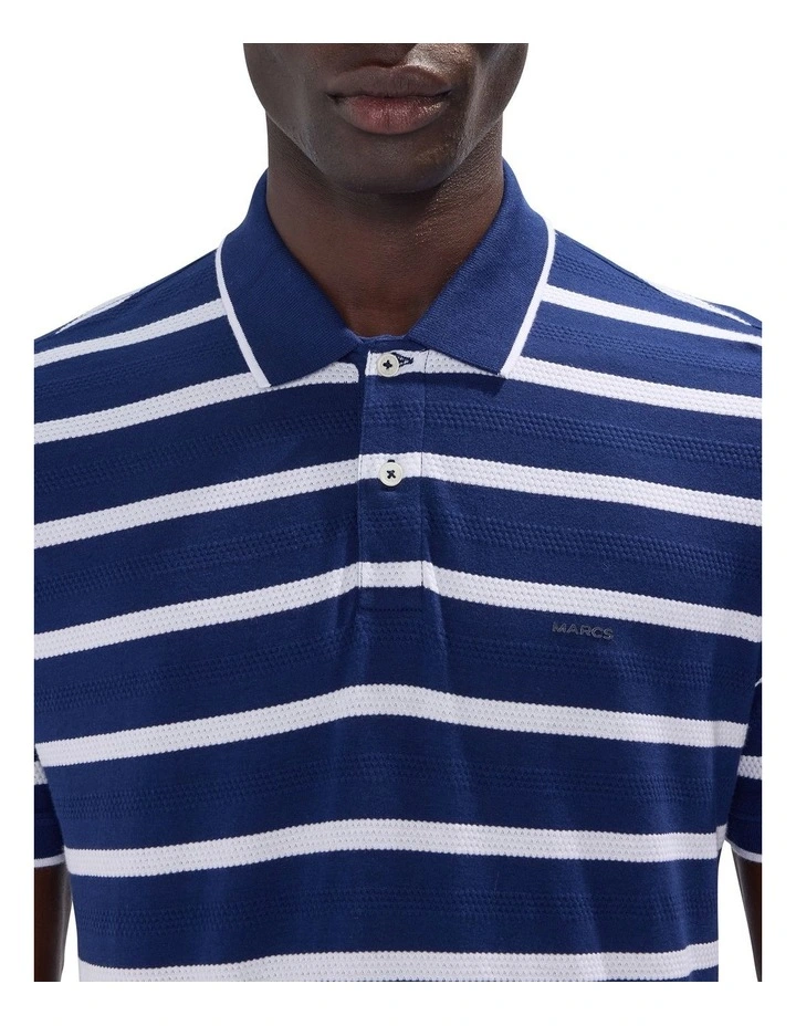 Crawford Stripe Polo in Navy image 3