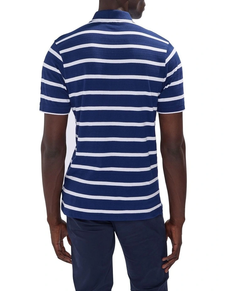 Crawford Stripe Polo in Navy image 4