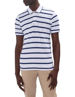 Crawford Stripe Polo in White Stripe