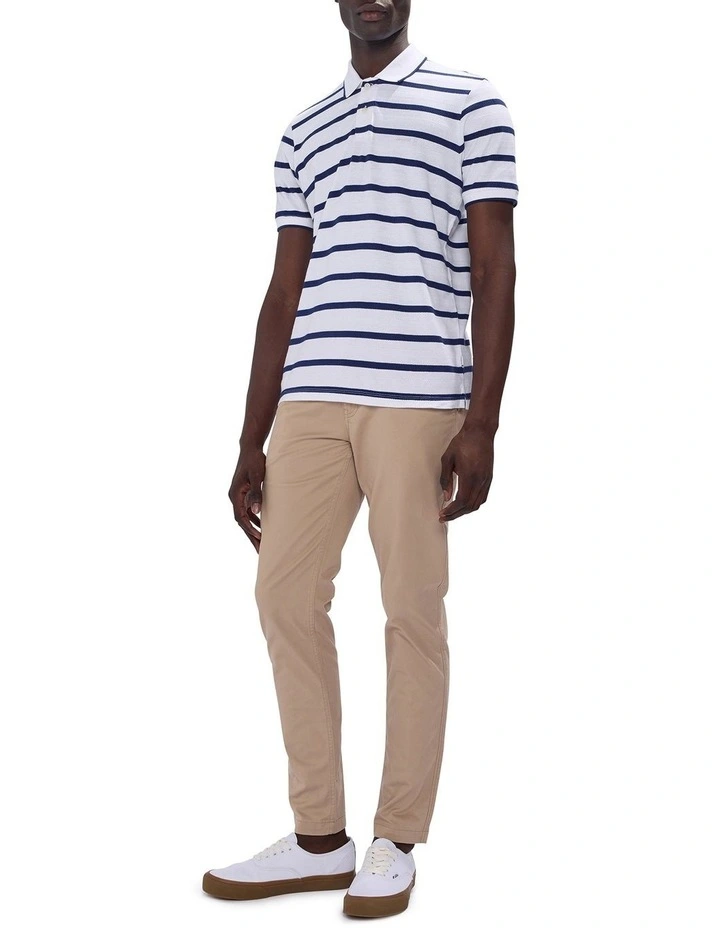 Crawford Stripe Polo in White Stripe image 2